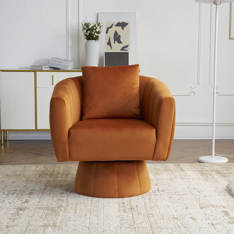 Velvet Swivel Chair, Orange Velvet