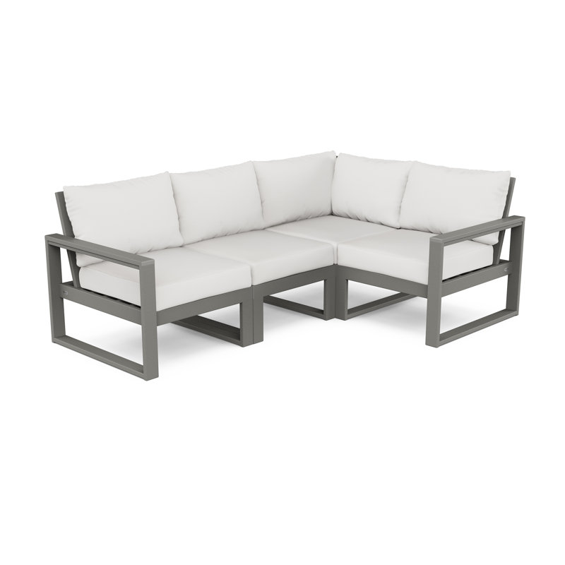 Ensemble de conversation modulaire 4 pièces EDGE, Lin naturel , Gris ardoise