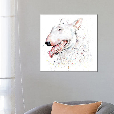 " White English Bull Terrier " by EdsWatercolours