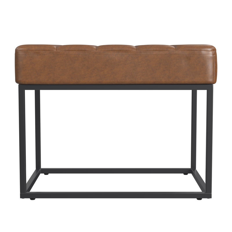 HomePop Homepop Theodore Small Ottoman - Faux Leather