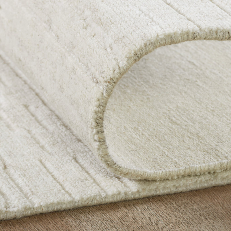 Tapis gris clair en laine Luxe, Rectangle 9 pi 6 po x 13 pi, Cream