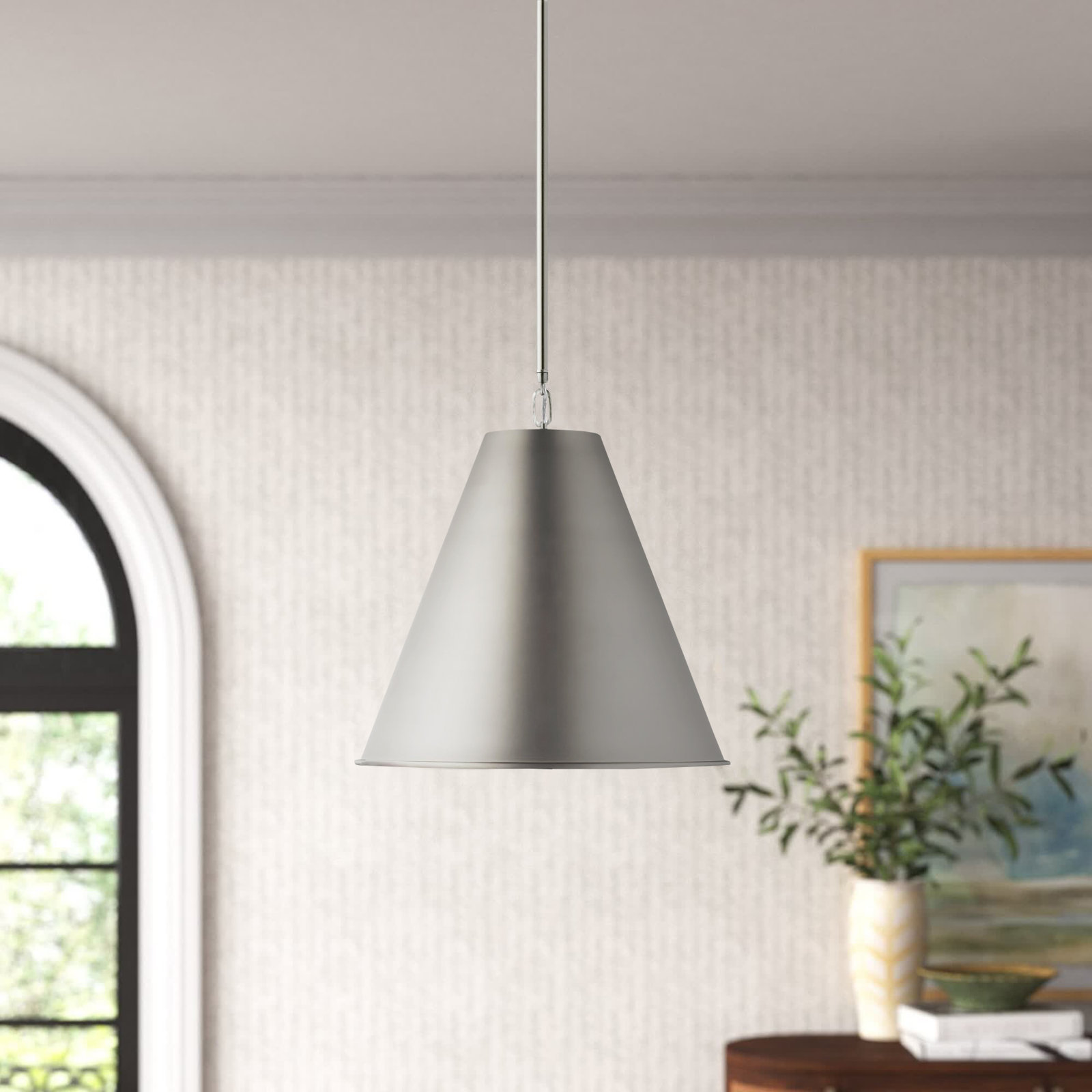 Camariae Dimmable Single Light Pendant, Antique Brushed Nickel, Antique Brushed Nickel