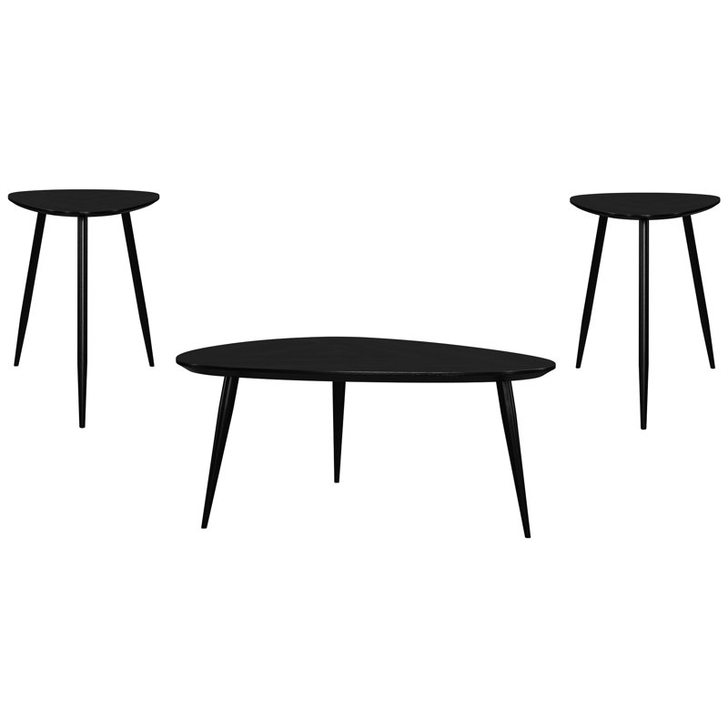 Table basse et table de bout fabriquées à la main en finition noire pour meubles de salon fabriqués à la main avec des pieds fuselés en bois de manguier massif