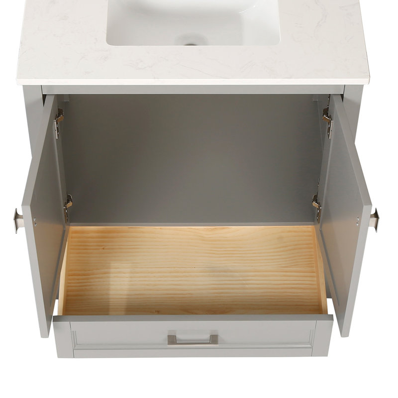 Meuble-lavabo autoportant de 30 po avec lavabo, Gris