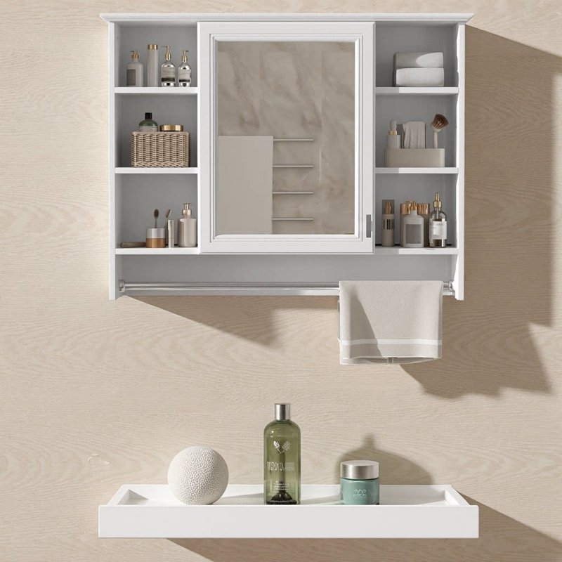 Armoire de toilette murale 36 po 3-en-1 avec tablette réglable, porte à fermeture en douceur et miroir haute définition