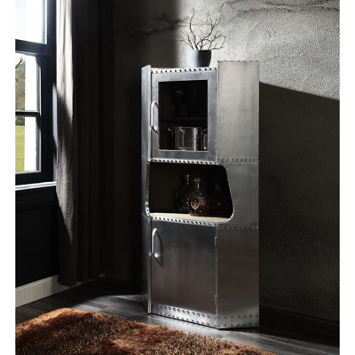 2-Door Cabinet With Aluminum Material And 1 Shelf For Tidy Storage Organized Home Space