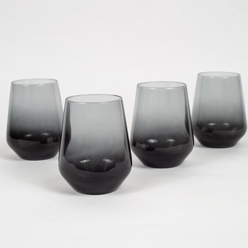 14.3oz. Drinking Glass Set, Gradient Black