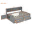Lit de jour en bois pleine grandeur avec 2 armoires de chevet, tablettes supérieures et 4 tiroirs-61563458
