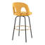 Tabouret de bar à hauteur fixe avec pivot en métal noir et tissu jaune avec repose-pieds rond en métal doré - ensemble de 2-137799386-137799387