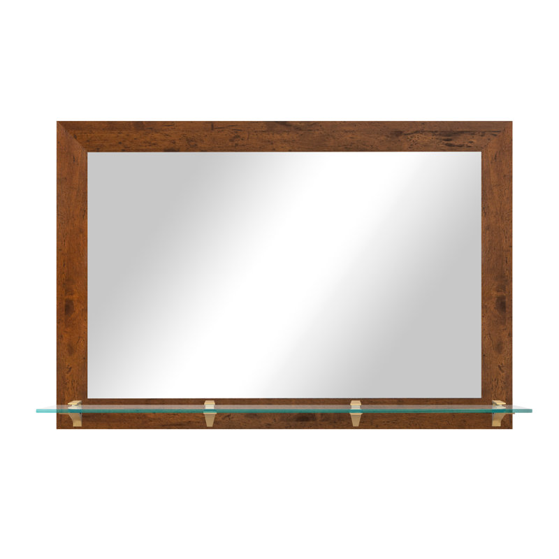 Miroir mural rectangulaire, 32,5 po x 42 po, Noyer clair / or