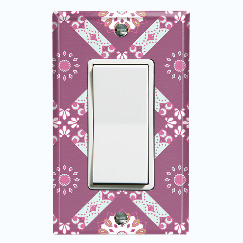 Mandala de fleur rose chaud - 1 plaque murale d'interrupteur à bascule