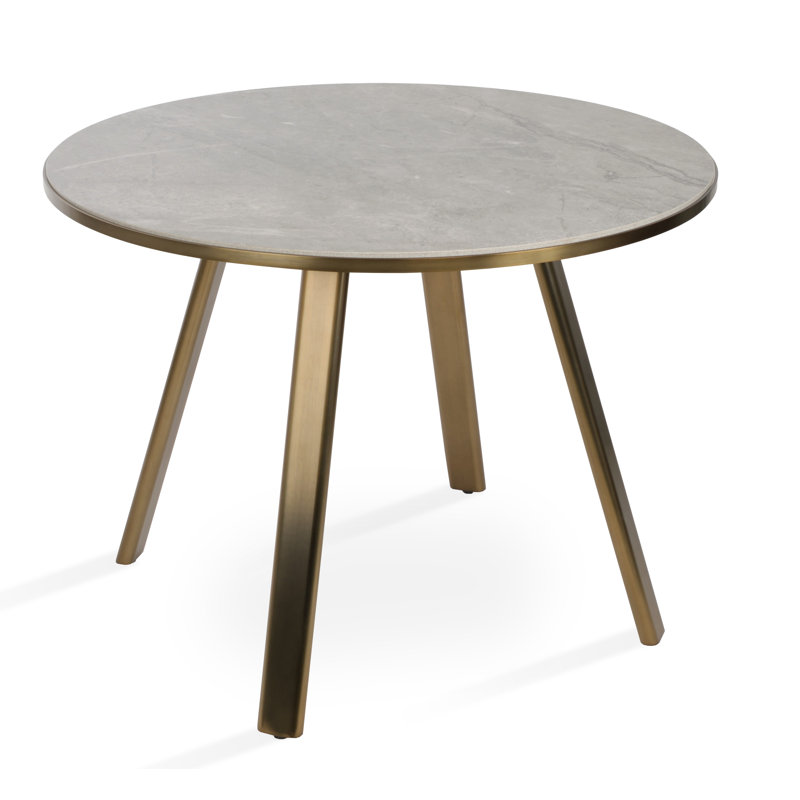 Table de salle à manger Denver, Laiton, L 40 po x l 40 po, Gris