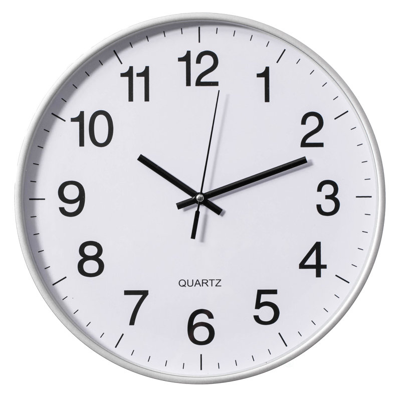 Horloge analogique 12 po Ebern Designs, Argent argent