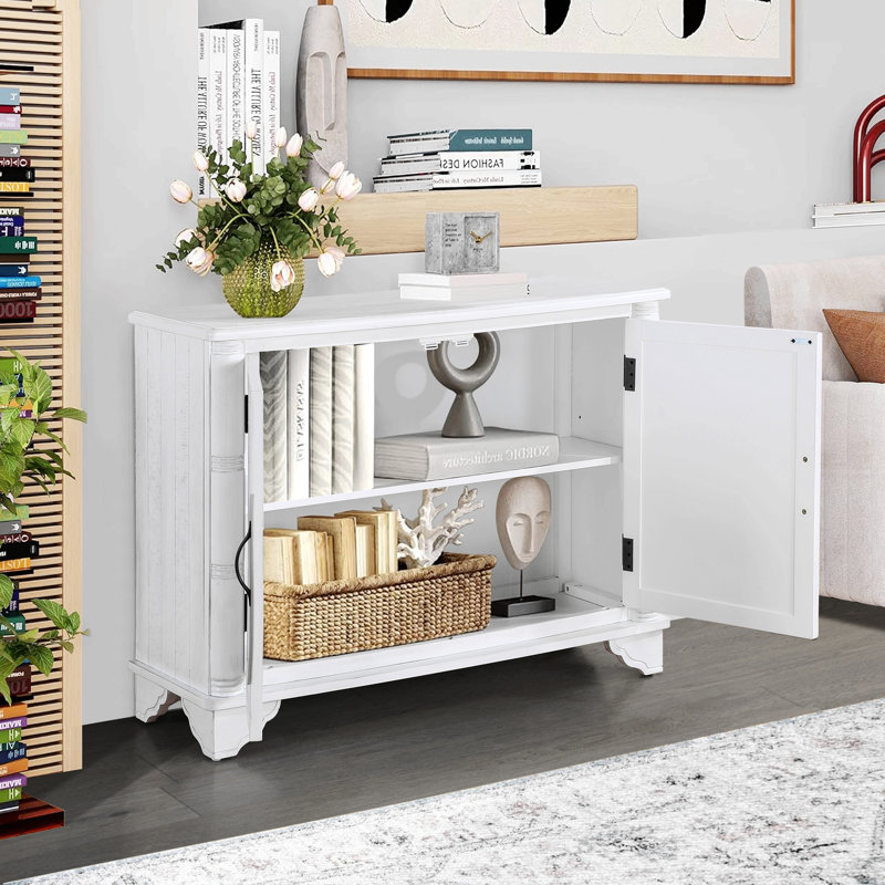 40"  Console Table With Storage Shelf, Retro Entryway Table With Adjustable Storage Shelf, Sofa Couch Table For Hallway, Entry Way, Living Room, Foyer,  Antique White