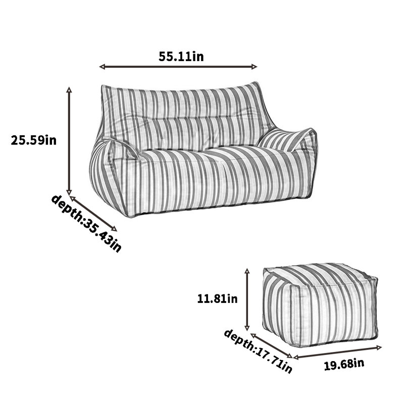 Simple striped bean bag sofa, Pink 
