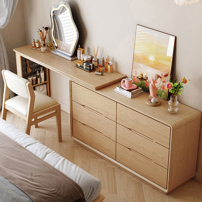 Coiffeuse avec miroir lumineux, 6 tiroirs, 1 chaise