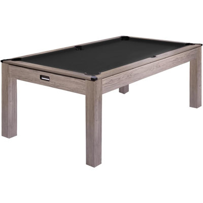 Superior 7 FT Sports Fan Pool Table – 84" Billiard Table with Rustic Grey Wood, Red Cloth, for Game Room, Home, Office – Type: Pool Table Only