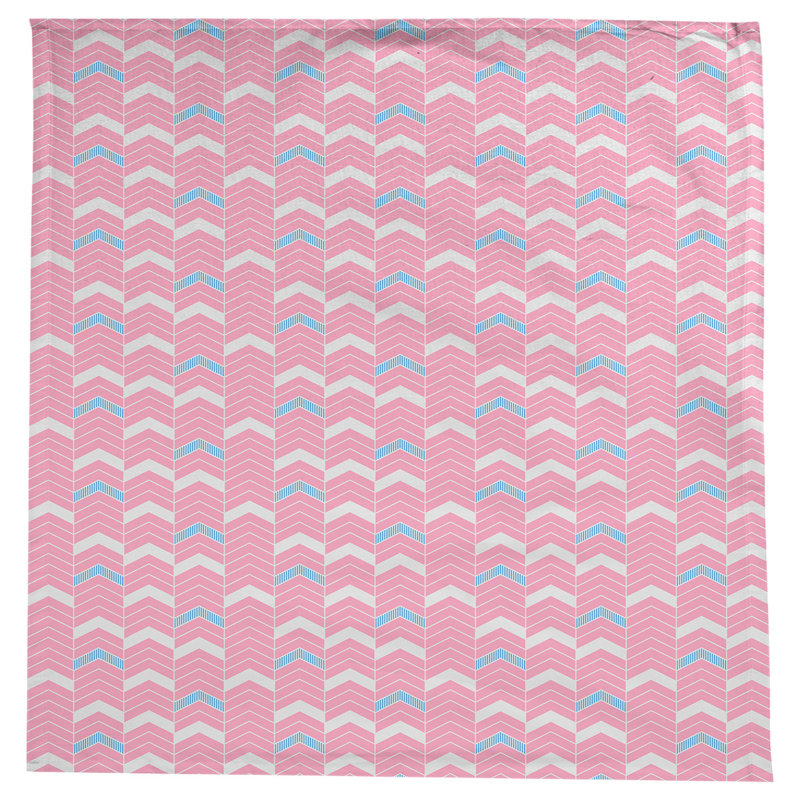 Rhonda Cheval Single Colour Lined Chevrons Tablecloth, Pink/Teal