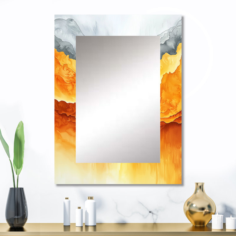 Chromatique, danse de l'encre liquide silencieuse II - miroir de formes, miroir mural moderne unique, impression d'art en métal