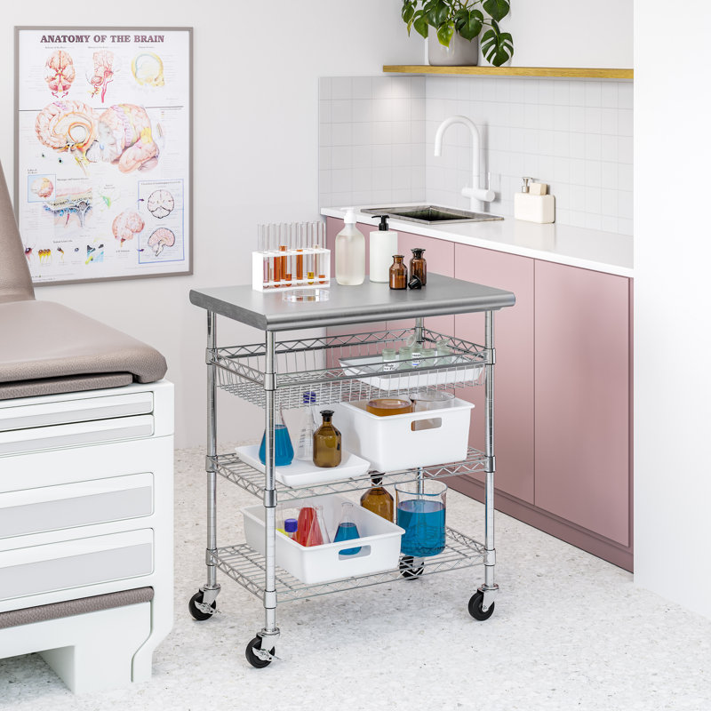 NSF-Certified Stainless Steel Kitchen Island Cart on Wheels