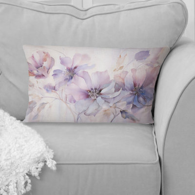 Purple Botanical Whispers I - Abstract Botanicals Printed Throw Pillow