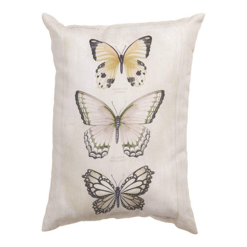 American-Made Butterfly Toile Throw Pillow, Black/White/Green
