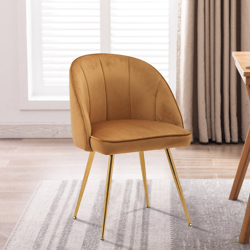 Chaise d'appoint rembourrée en velours Cohen, Champagne