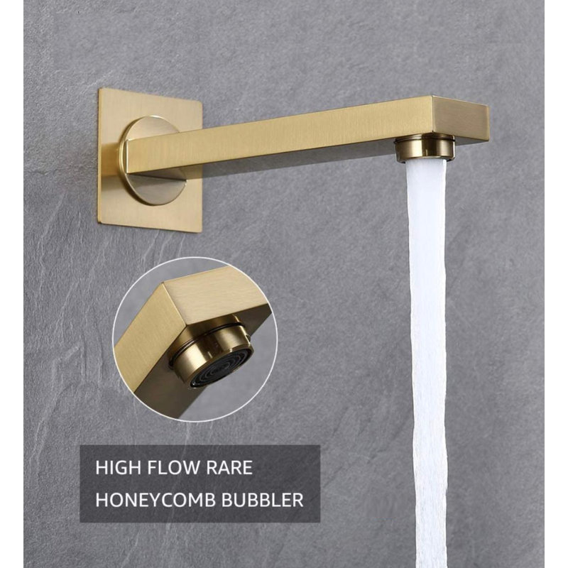 Tub Spout Wall Mounted Spare Part, Brushed Gold