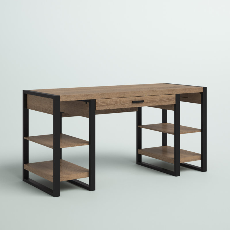 Yingst 60" Open Storage Tech Desk with USB Ports, Driftwood