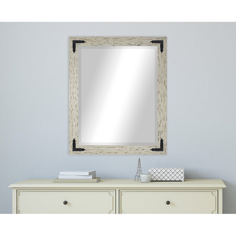 Tuohy Solid Wood Flat Wall Mirror, 37"  x 33" , Cream/Black
