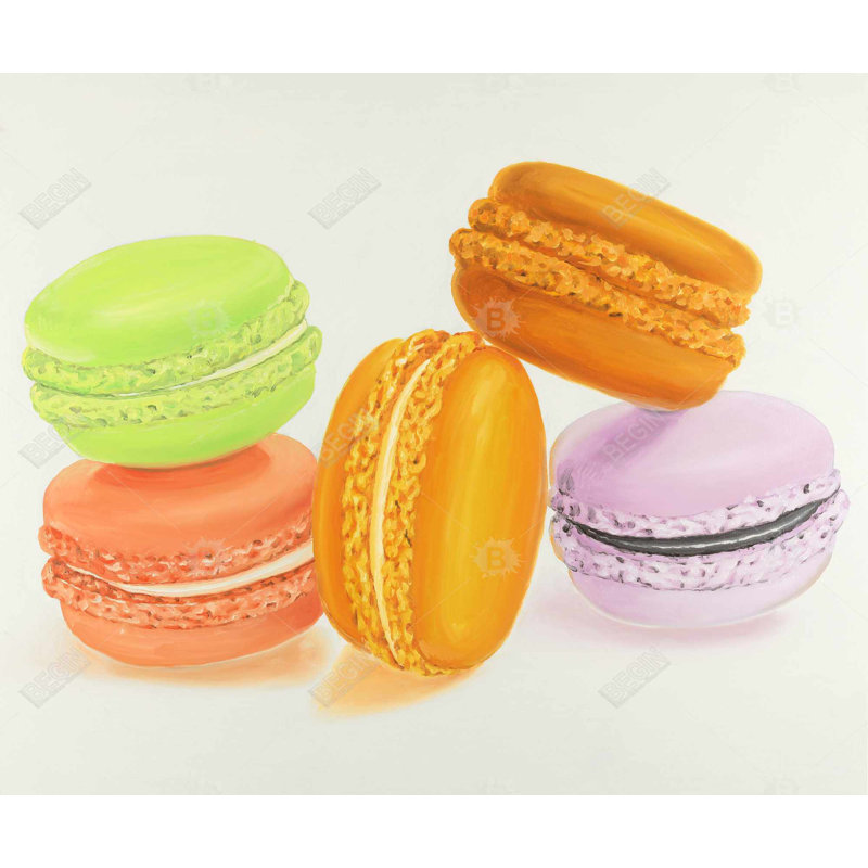 Small bites of macaroons - Coral Kitchen framed canvas decor