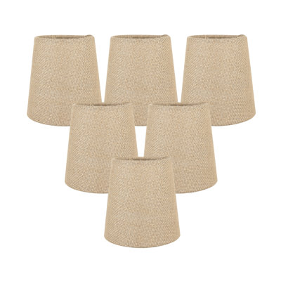 Meriville Set of 6 Burlap Clip On Chandelier Lamp Shades, 3.5-inch by 4.5-inch by 4.5-inch
