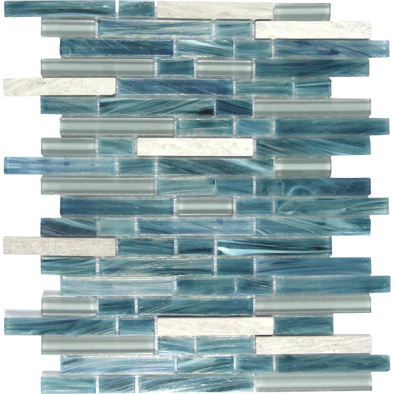 Ice Honey Berries Random Sized Glass Mosaic Tile in Blue/White