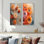 Été, œillets, fleurs sur la glissade en bois I - Collection d'art floral sur toile 2 panneaux