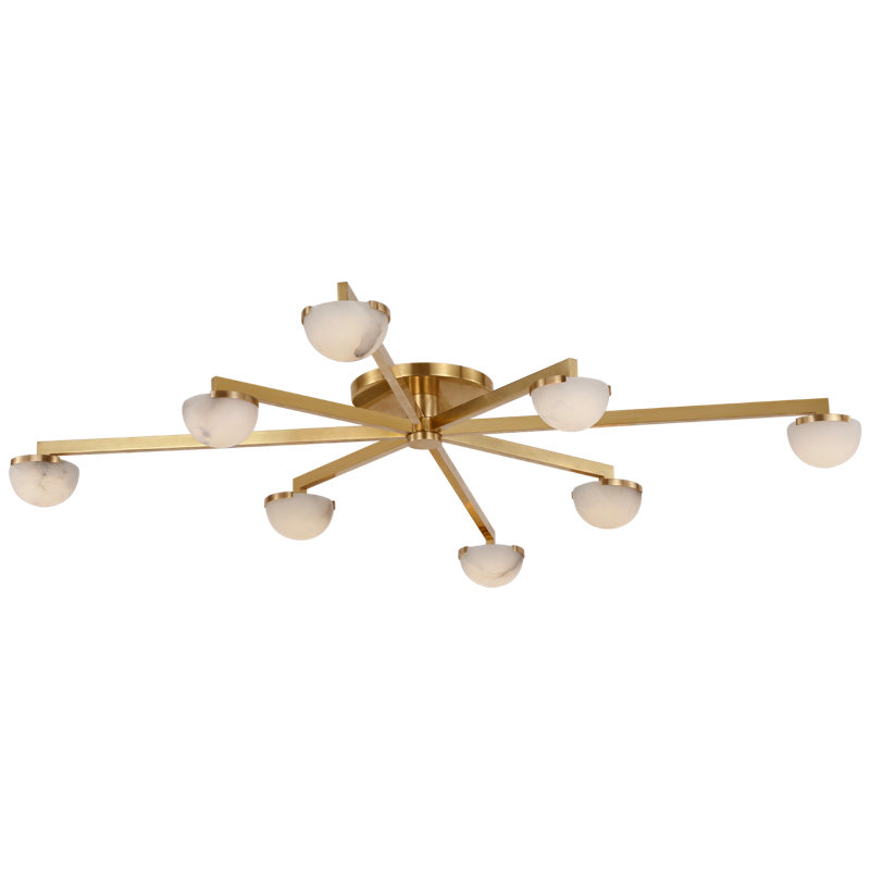 Pedra 8 - Light LED Flush Mount, Antique-Burnished Brass, 6" H x 48" W x 48" D