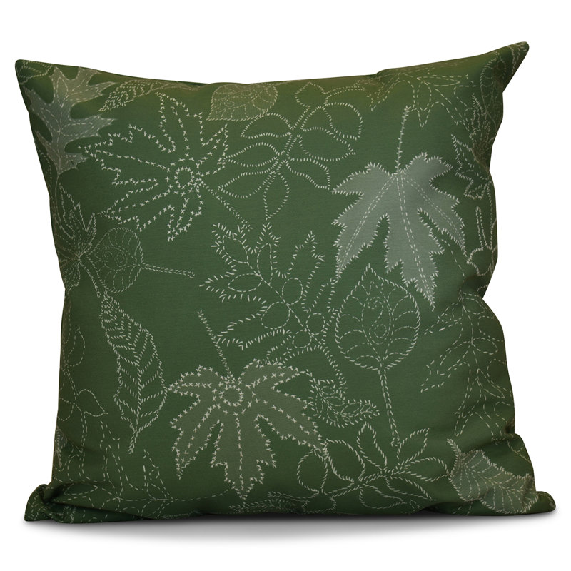 Flipping for Fall Floral Outdoor Reversible Throw Pillow, 16" H x 16" W x 2" D, Green