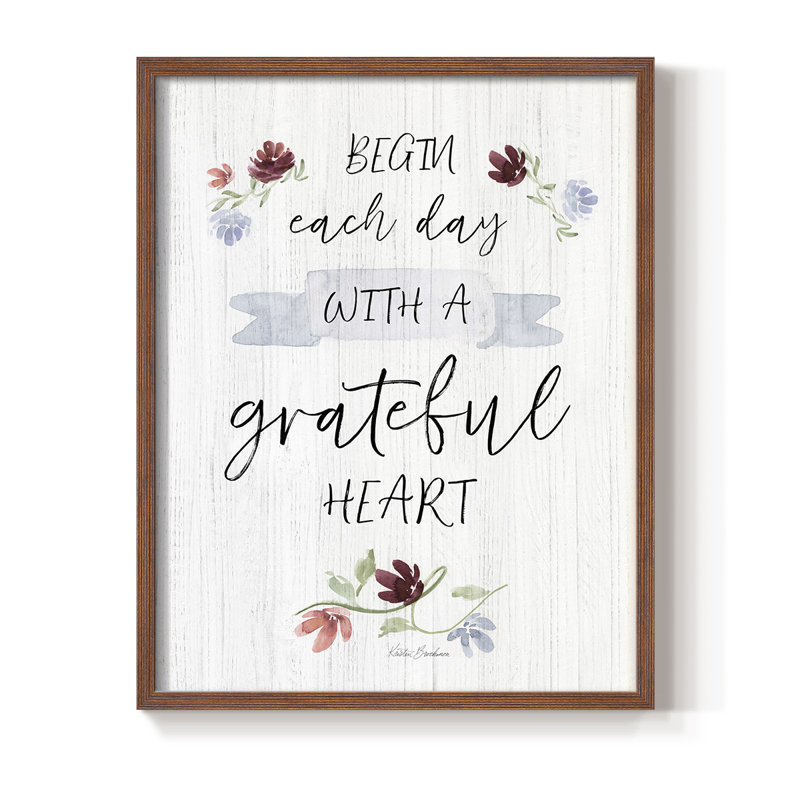 «Grateful Heart», reproduction encadrée - bois massif, H 21 po x l 17 po, Noyer
