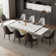 Terrile Dining Table Set for 6-10 with 94.5'' Extendable Sintered Stone Top 8 Faux Leather Chairs