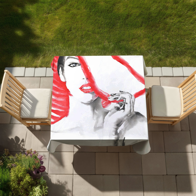 Woman with Big Hat Tablecloth | Indoor/Outdoor Home Decor