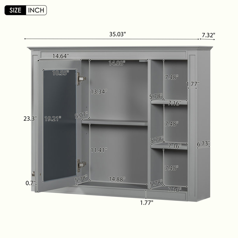 Armoire de rangement murale pour salle de bain, Gris
