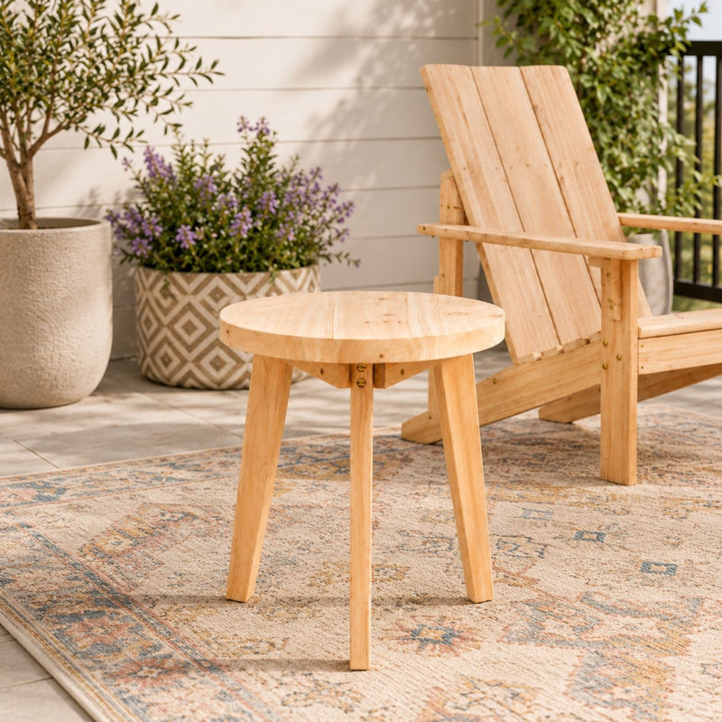  Table d'appoint ronde en bois massif Camden