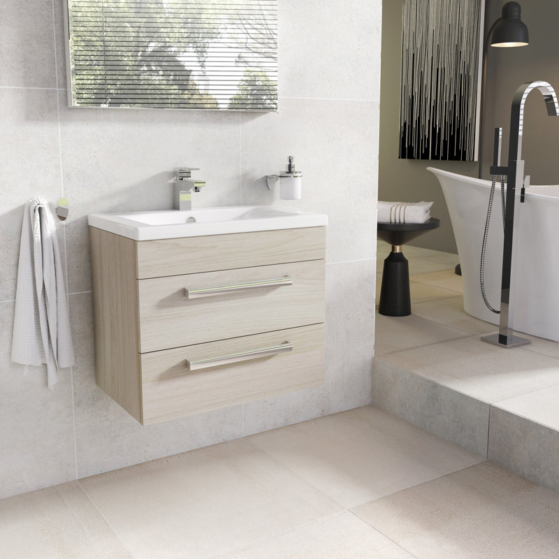 Whitfield 600mm Single Bathroom Vanity with Integrated Glass Basin, Beige