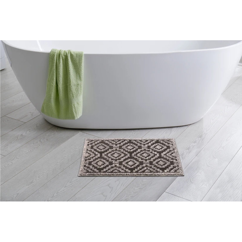 Manarel Floral Bath Rug Set, 15.5"W x 48"L / 15.5"W x 24"L