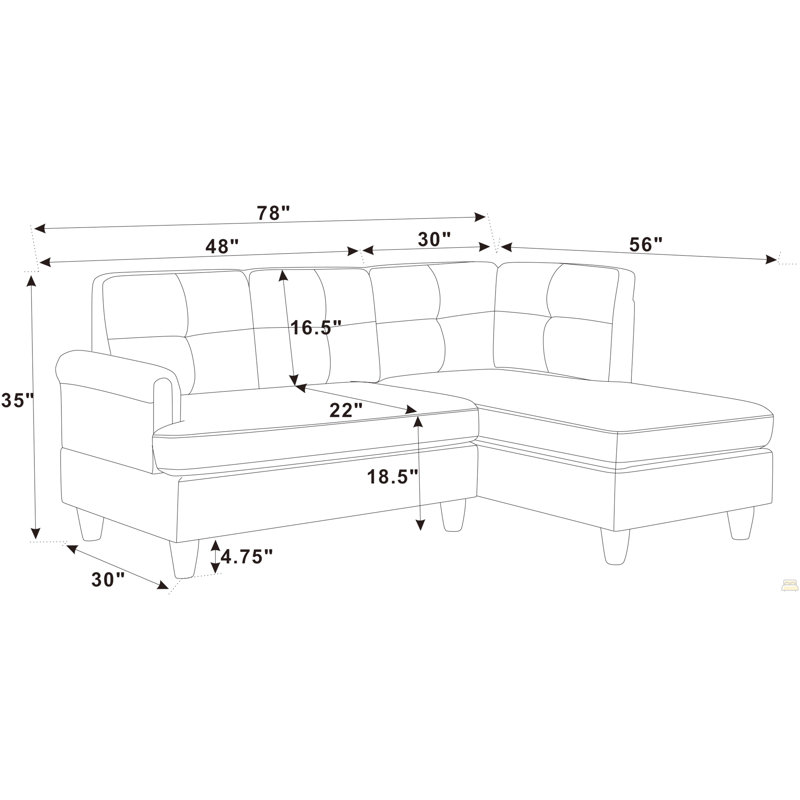 2 - Piece Upholstered Sectional, Beige Polyester