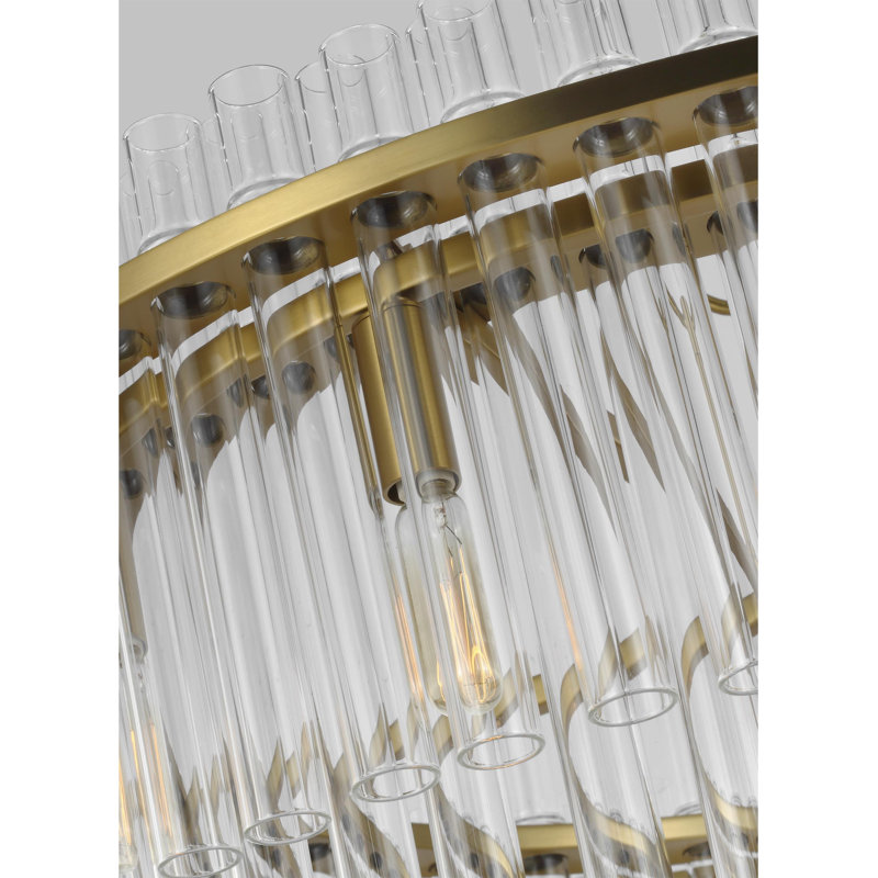 Beckett 32" Burnished Brass and Crystal Drum Chandelier
