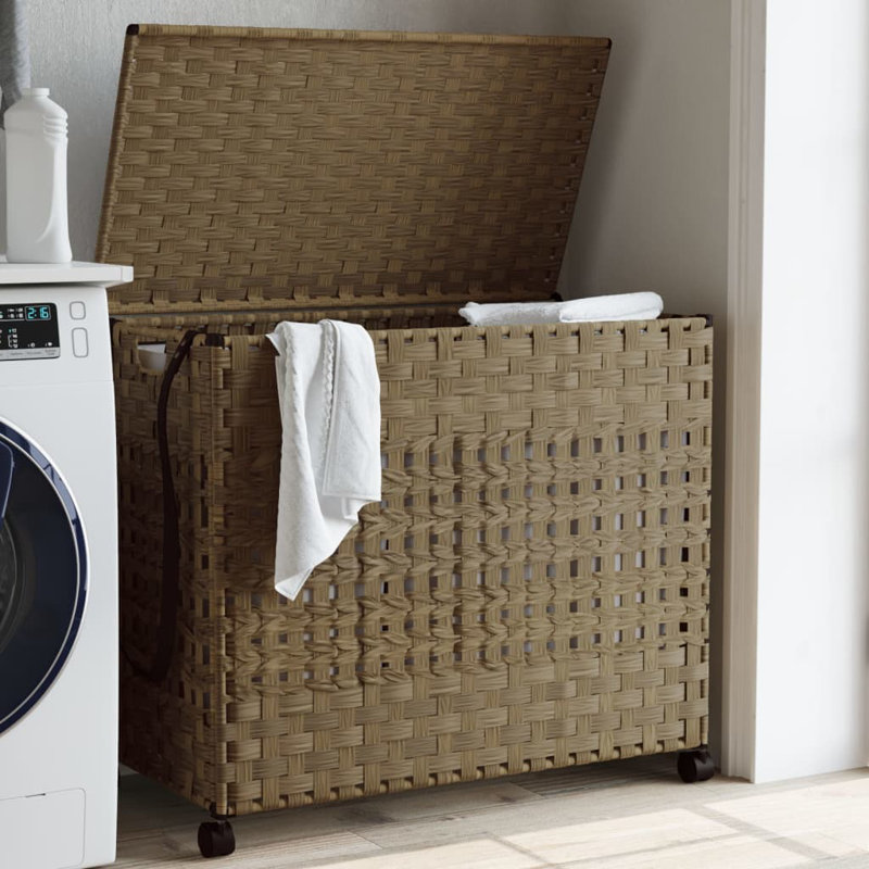  Panier à linge avec roulettes, Blanc, H 23,6 po x l 26 po x P 13,8 po