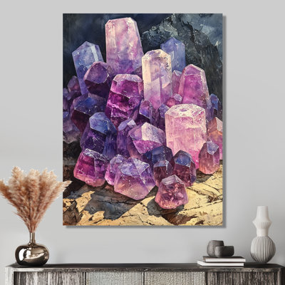 Crystals Energy Pink And Purple At The Moon I - Crystals Metal Wall Decor
