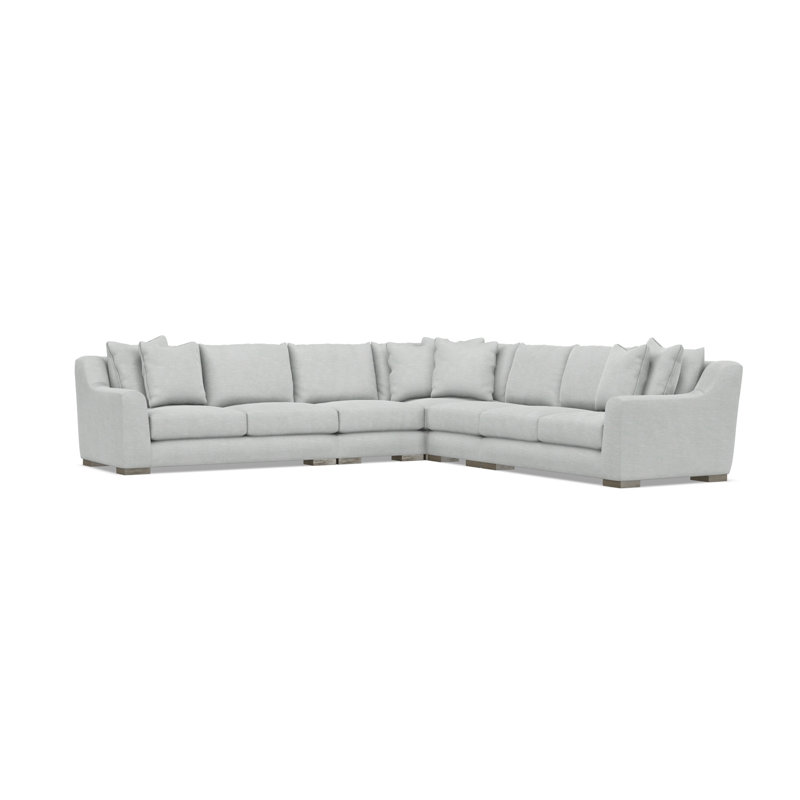 Sectional, 35" H x  140" W x 140" D, Symmetrical, Light Gray Polyester Blend