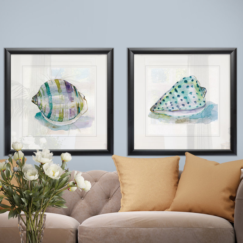 « malecon shell iii », ensemble de 2 reproductions encadrées, Cadre noir