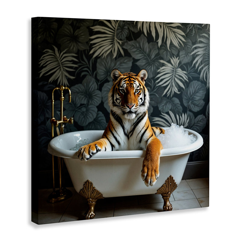 «Tiger in Exotic Bubble Bath Canvas», design par Lettré et doublé, H 36 po x l 36 po